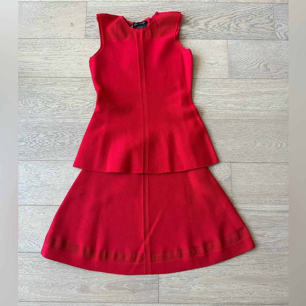 Armani Exchange Red Peplum Tiered Cocktail top and skirt set - Picture 1 of 7